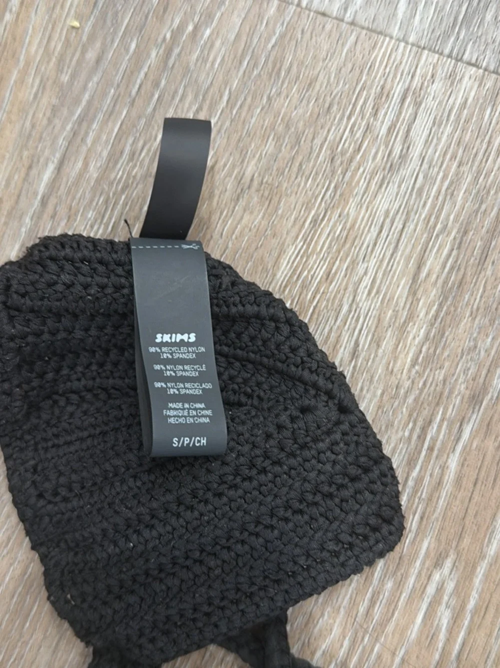 SKIMS Black Crochet Triangle Swim Top